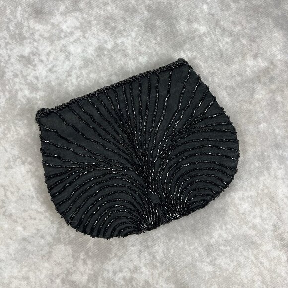 Maxfactor & Co. VTG Black Beaded Evening Clutch – Handmade – Strap Removed - Picture 1 of 6
